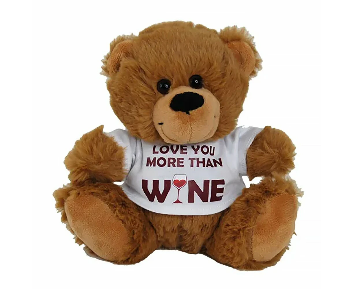 Elka Plush Bear with T-Shirt 18cm I Love You More Than Wine Brown C18-LOV03