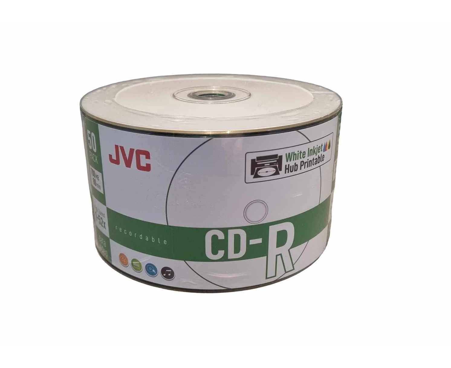 200 x JVC Professional Grade CD -R 52X - Full Hub White Inkjet Printable CDR