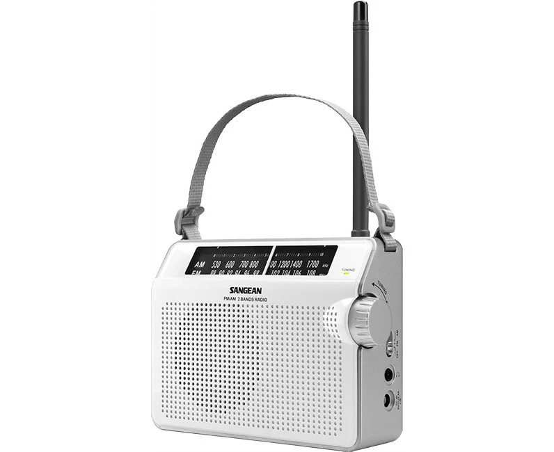 Sangean Compact 172mm AM/FM Analogue Tuning Radio AC/DC Portable Receiver White