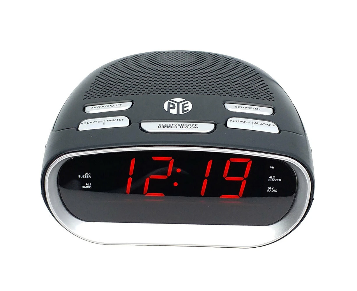 PYE AM/FM Alarm Digital Clock Radio w/LED Display/Snooze for Bedside Table