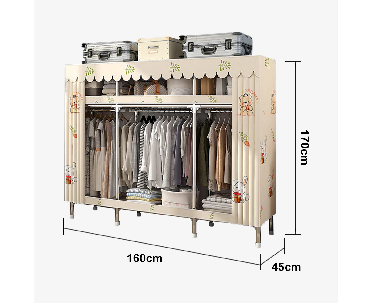 Topone Simple Wardrobe Steel Pipe Wardrobe Thickened All-steel Frame Wardrobe Storage Cabinet