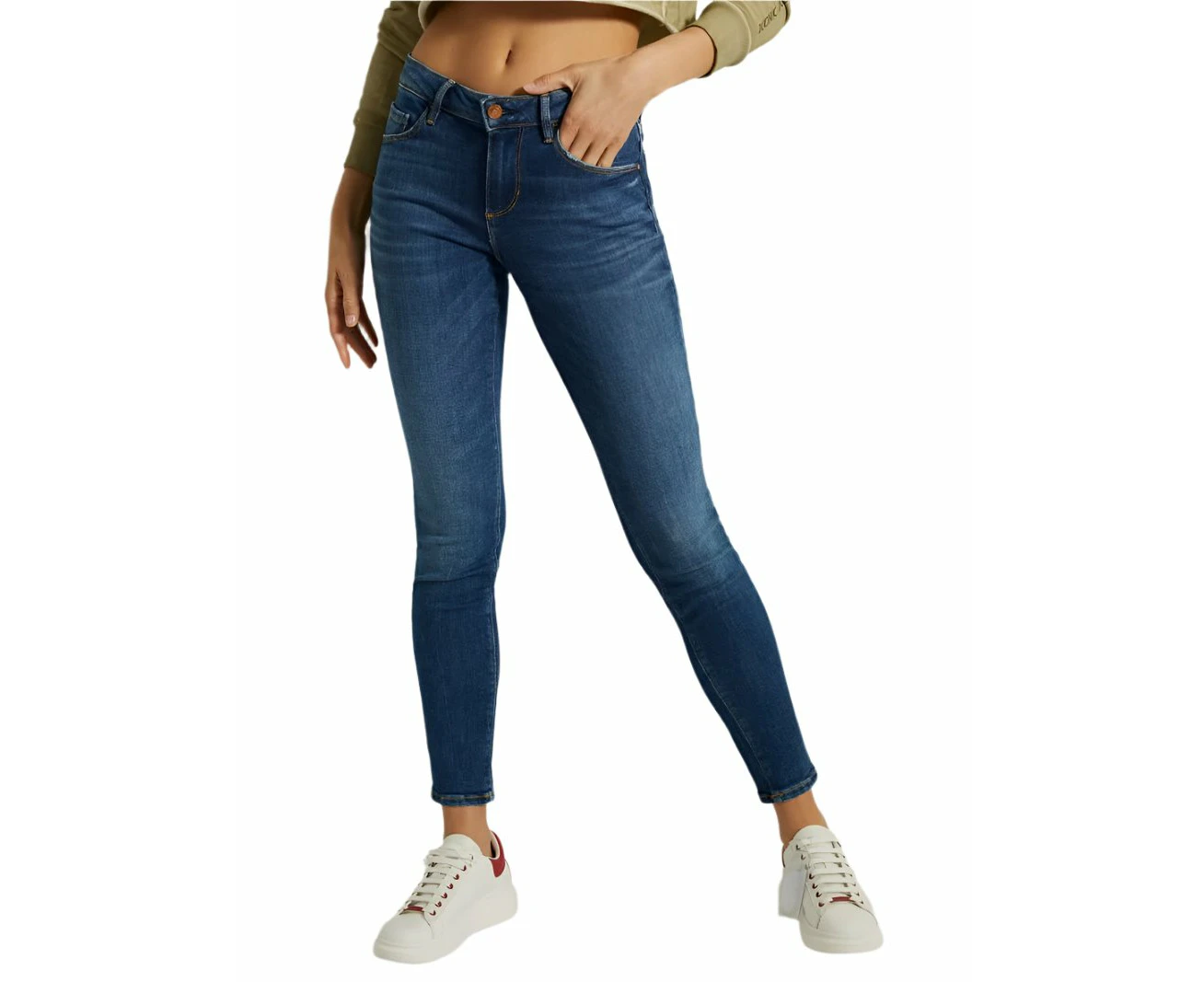 Guess Annette Mid Rise Skinny Jeans - Carrie Blue