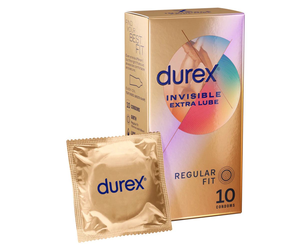 Durex Invisible - Extra Lube- Regular Fit - 10 Condoms Retail Pack