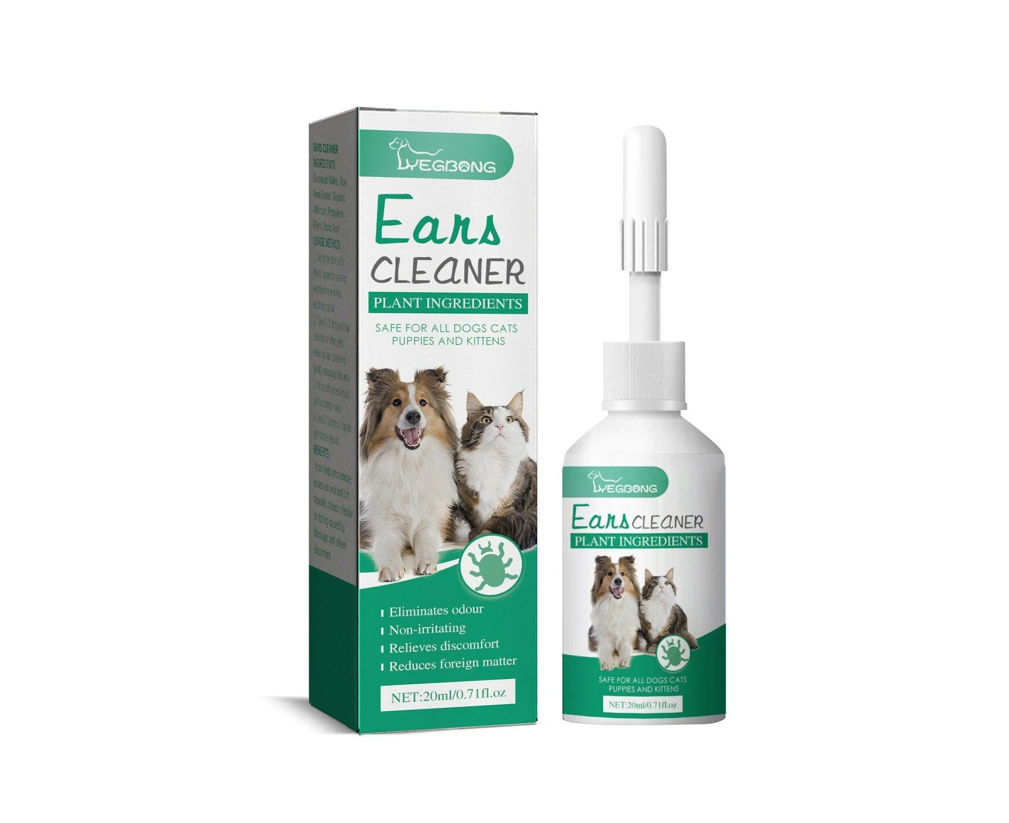 Pet Ear Drops for Cats Dogs Clean Mites Deodorize Itchy Ears Universal Solution