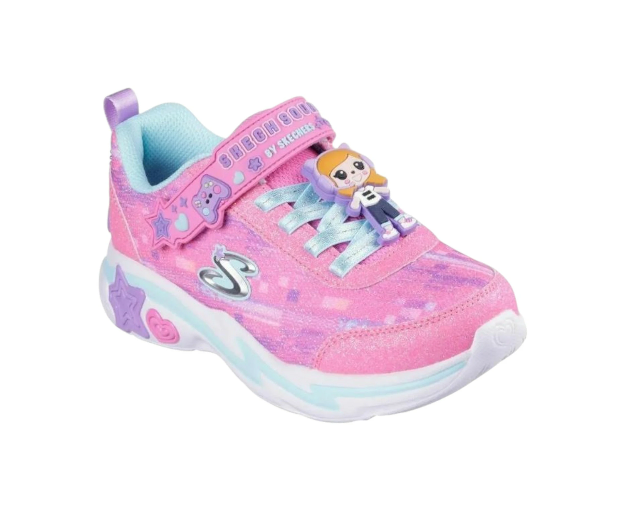 Kids Snuggle Sneaks - Skech Squad Pink Multi Girls Sneakers