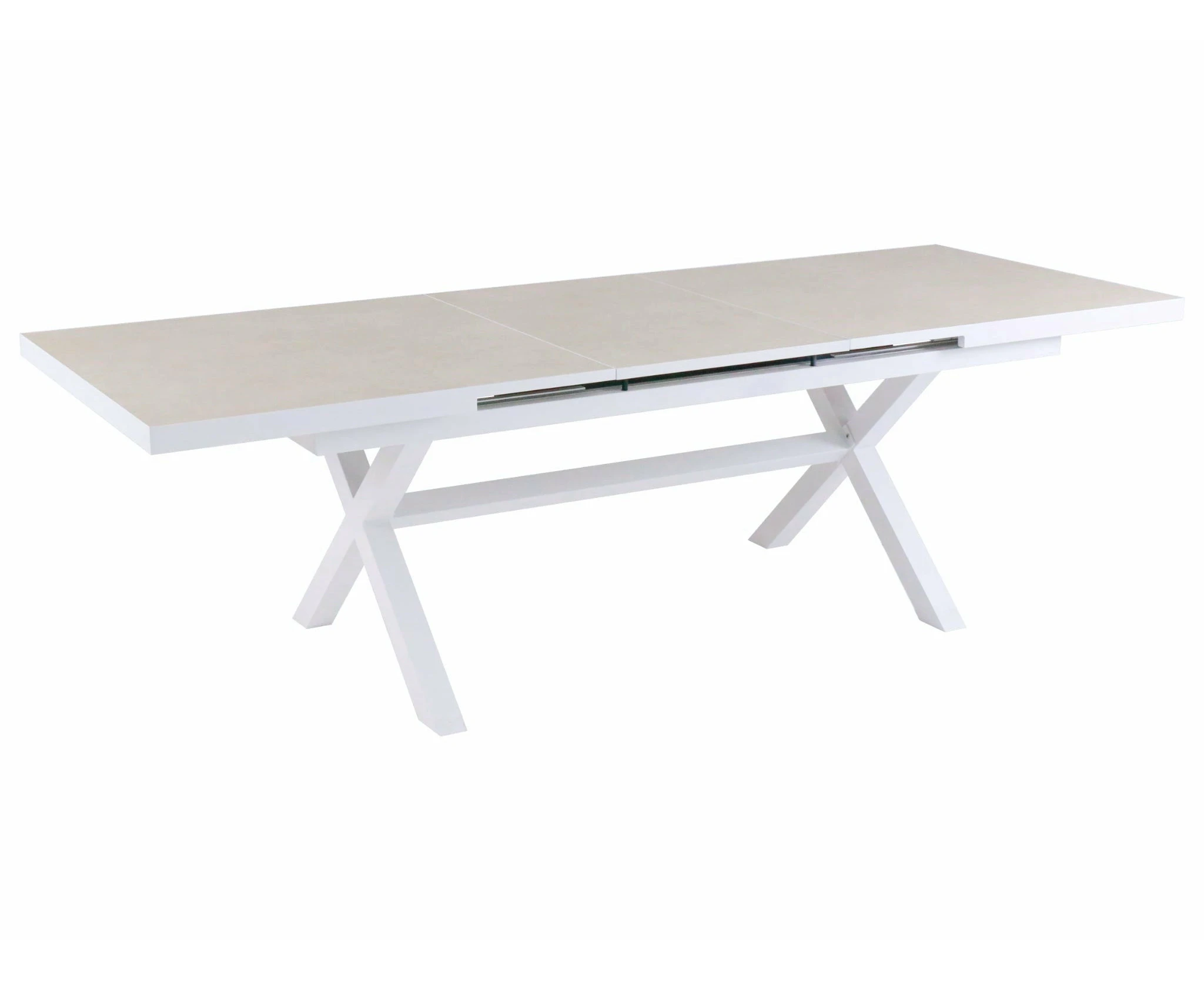 FurnitureOkay Mosman Ceramic Outdoor Extendable Dining Table (200/260x100cm) - White