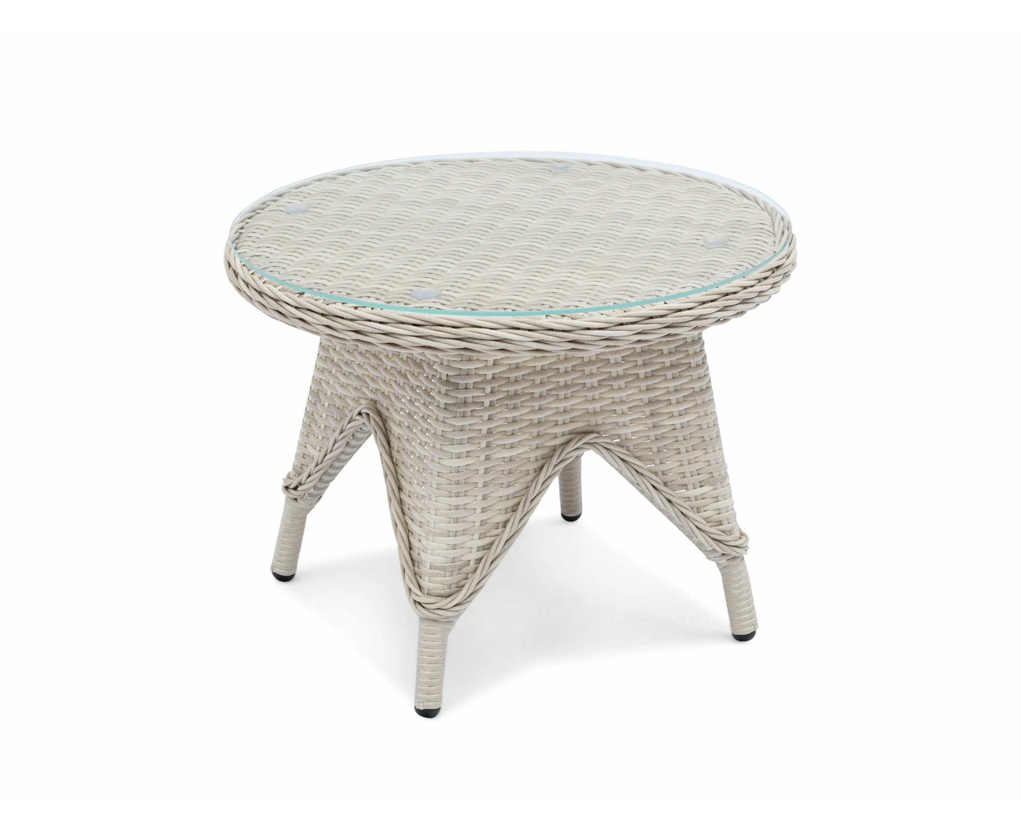 FurnitureOkay Rosebud Wicker Outdoor Side Table - White Shell