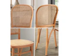 Oikiture Dining Chairs Wooden Chairs Rattan Accent Chair Beige