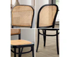 Oikiture Dining Chairs Wooden Chairs Rattan Accent Chair Black