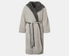 Bambury Unisex Reversible Sherpa Hooded Robe - Light Grey/Dark Grey