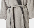 Bambury Unisex Reversible Sherpa Hooded Robe - Light Grey/Dark Grey