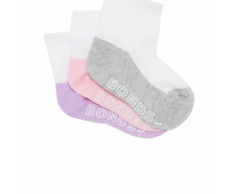 Baby Logo Lightweight Quarter Crew Socks 3 Pack