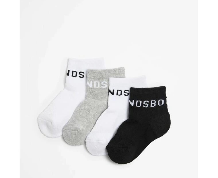 Bonds Baby Active 1/4 Crew Socks 4 Pack