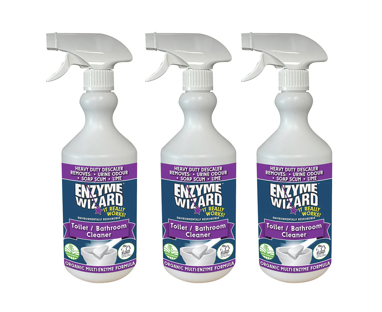 3PK Enzyme Wizard Organic Toilet Urine Odour/Soap Scum Cleaner 750ml Spray