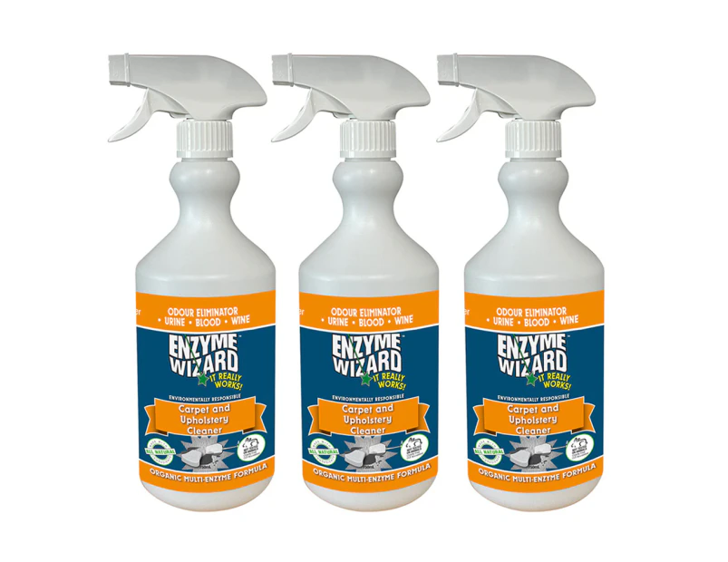 3x Enzyme Wizard Carpet & Upholstery Spray Surface Stains/Dirt Cleaner 750ml