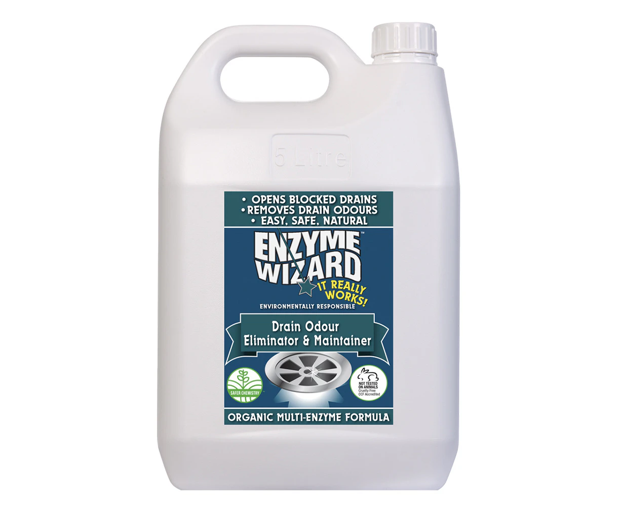 Enzyme Wizard 5L Sink/Shower/Urinal Drain Cleaner Odour Eliminator/Maintainer