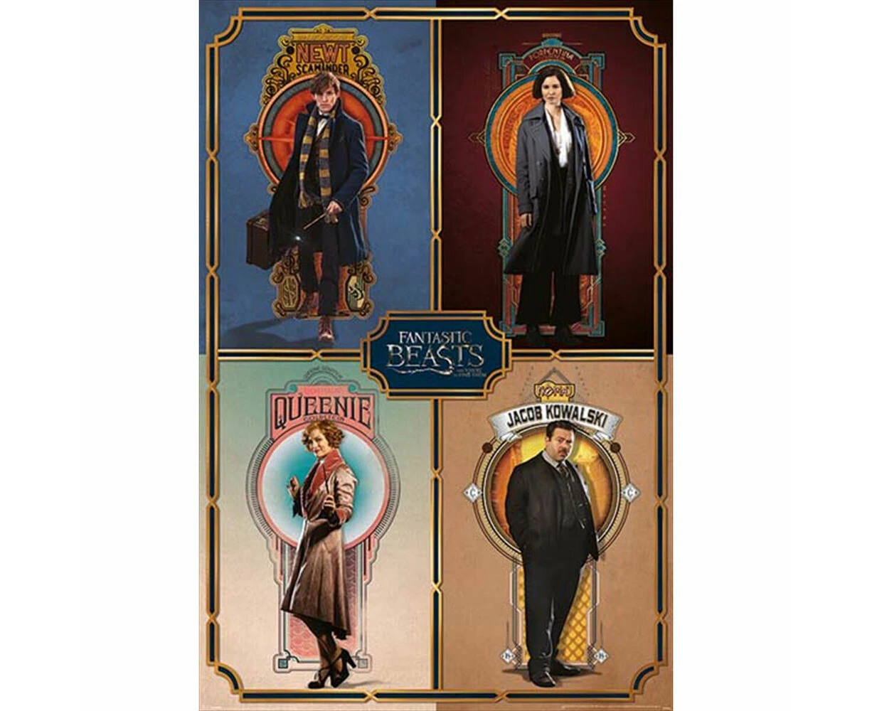 Wizarding World Fantastic Beasts Framed Cast Poster Room Wall Decor 91x61cm