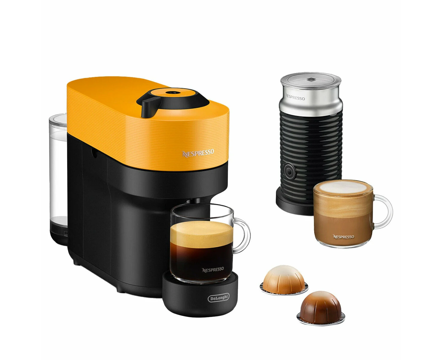 Nespresso De'Longhi Vertuo POP Coffee Machine Bundle Yellow ENV90