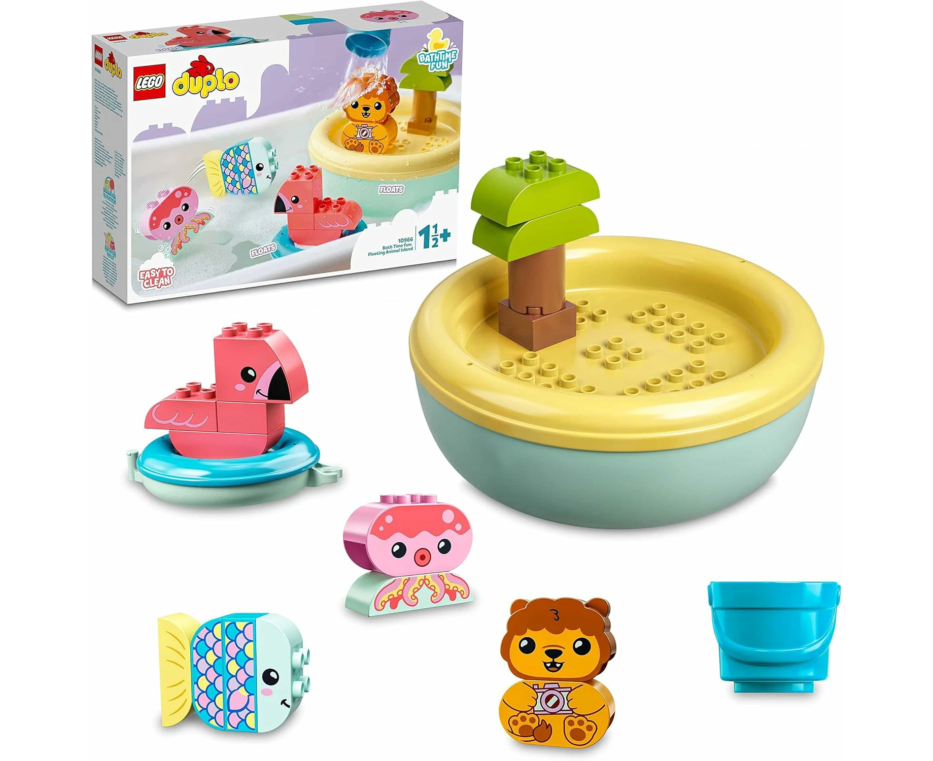 ® DUPLO® My First Bath Time Fun: Floating Animal Island 10966 Building Toy for Preschool Kids A d 18