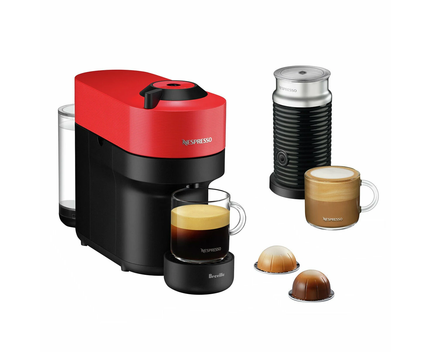 Nespresso Breville Vertuo POP Coffee Machine Bundle BNV150RED