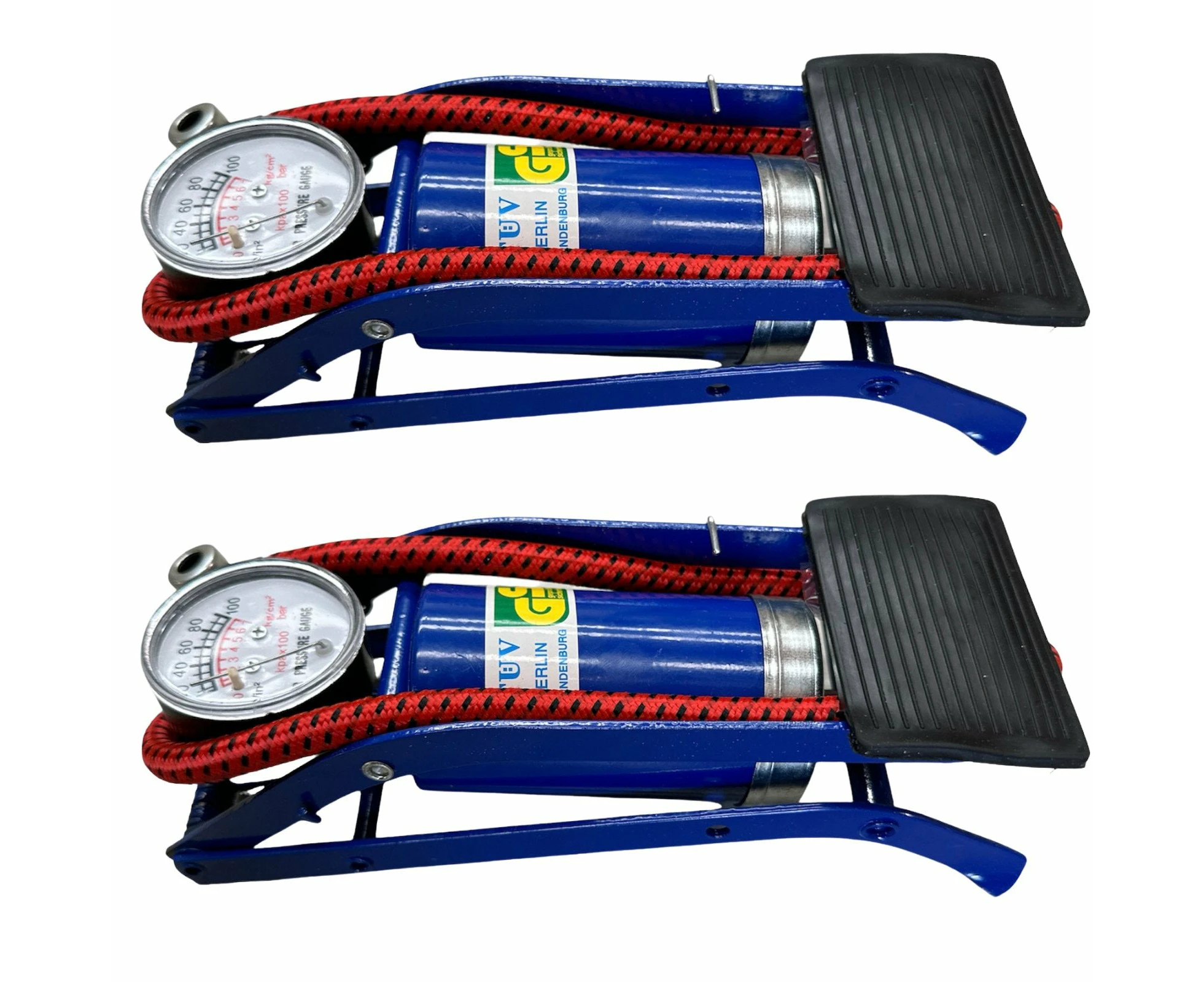 2x HIGH PRESSURE FOOT PUMP Ball Bicycle Motorbike Car Tire Inflator Tyre Air