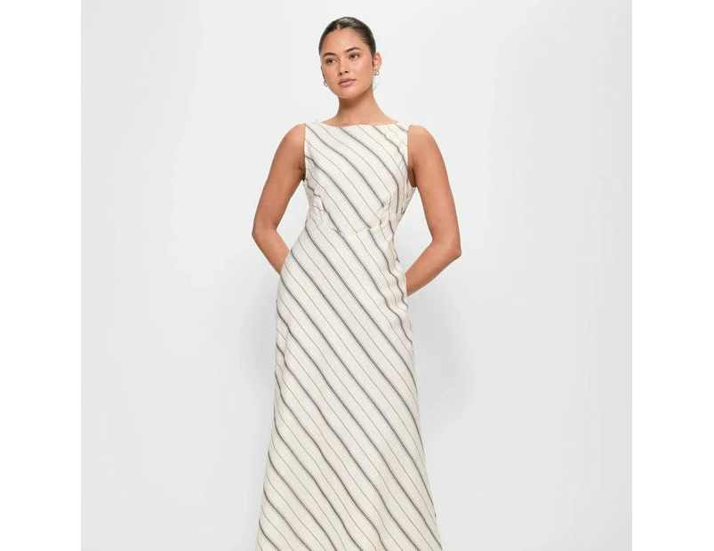 European Linen Blend Low Back Midi Dress - Lily Loves