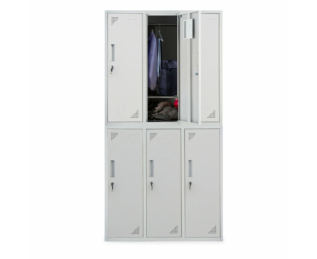 Filing Cabinets Fortia 6 Door Metal Storage Cabinet Lockers Gym Office Grey