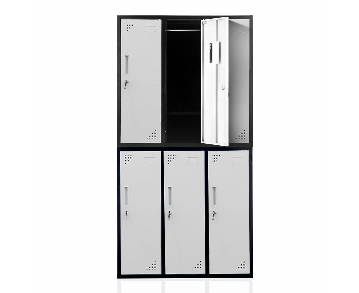 Filing Cabinets Fortia 6 Door Metal Storage Cabinet Lockers Gym Office Black And Grey