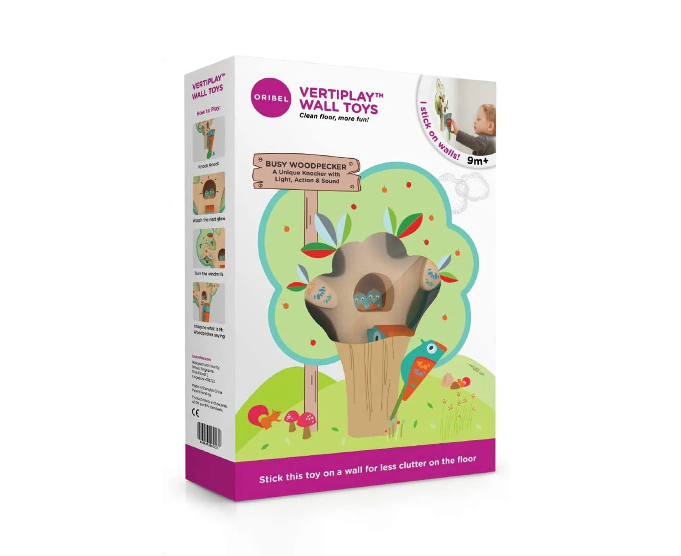 Oribel VertiPlay Wall Toy: Busy Woodpecker knocker