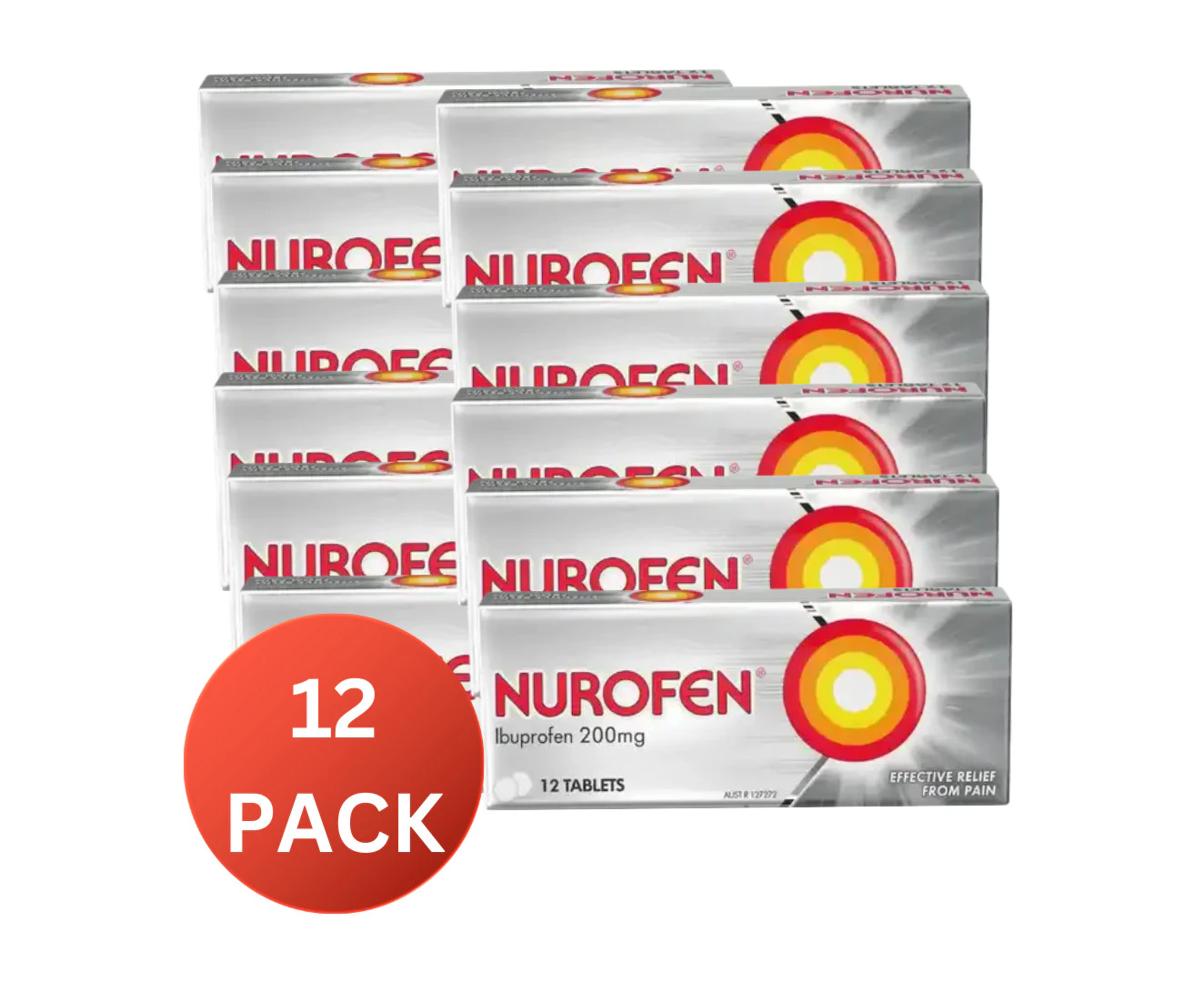 12x Nurofen PK12 x 200mg Tablets (36 Tablets) Targeted Relief from Pain