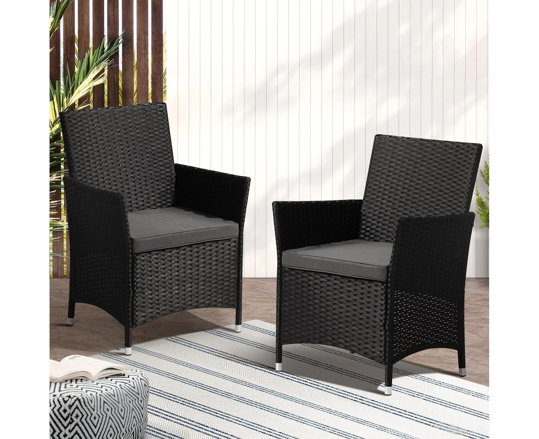 Livsip Rattan Outdoor Chair Outdoor Furniture Garden Dining Chair Black