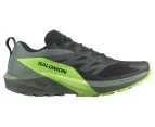 Salomon Men's Sense Rise 5 Trail Running Shoes - Black/Laurel Wreath/Green Gecko