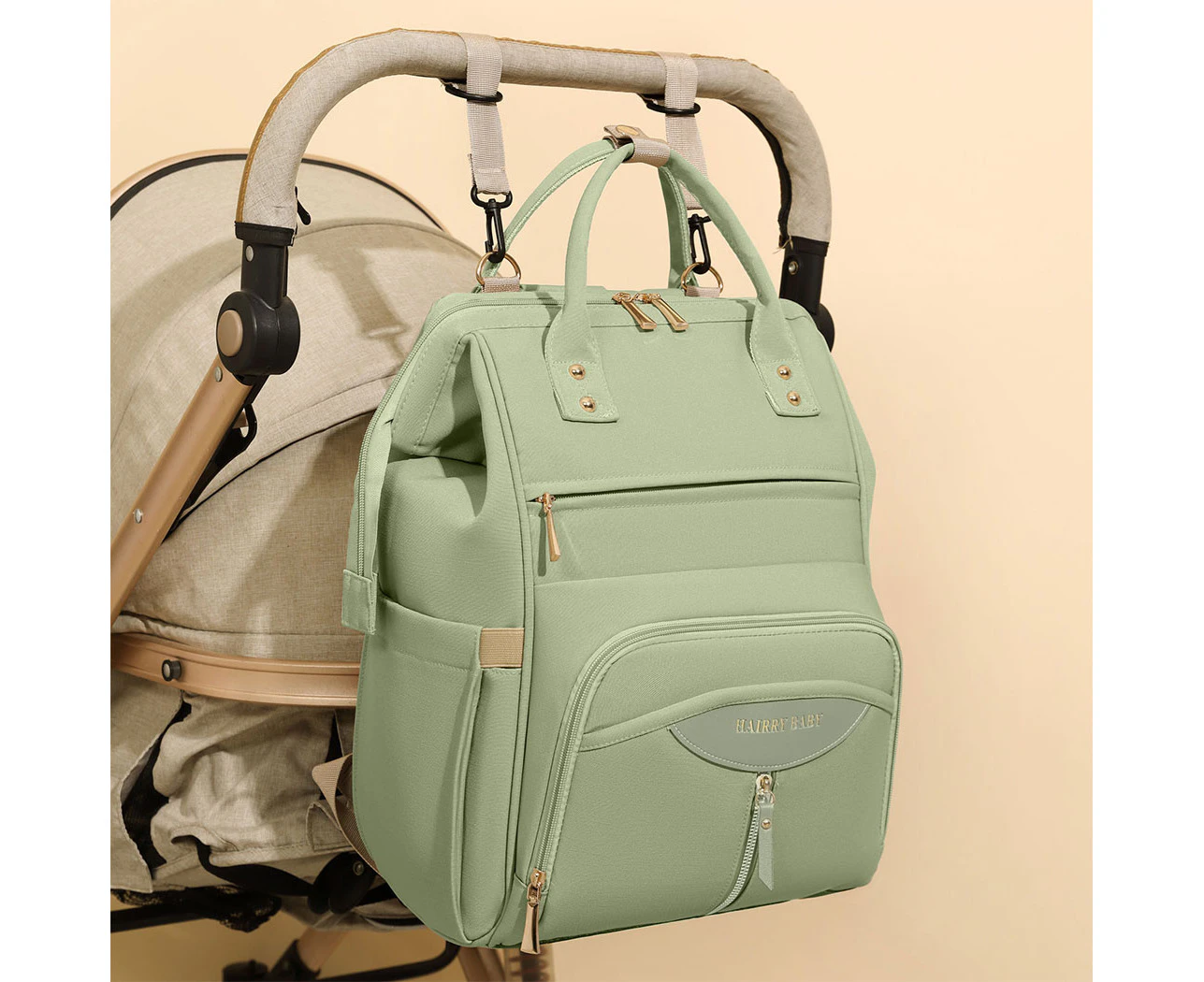 Bopeep Nappy Changing Bag Mummy Backpack Baby Diaper Bag Travel Waterproof Green