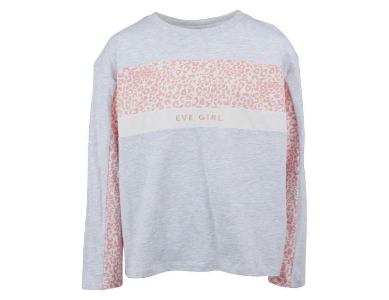 Eve Girl Youth Girls' Base Paneled Long Sleeve Tee - Grey/Pink