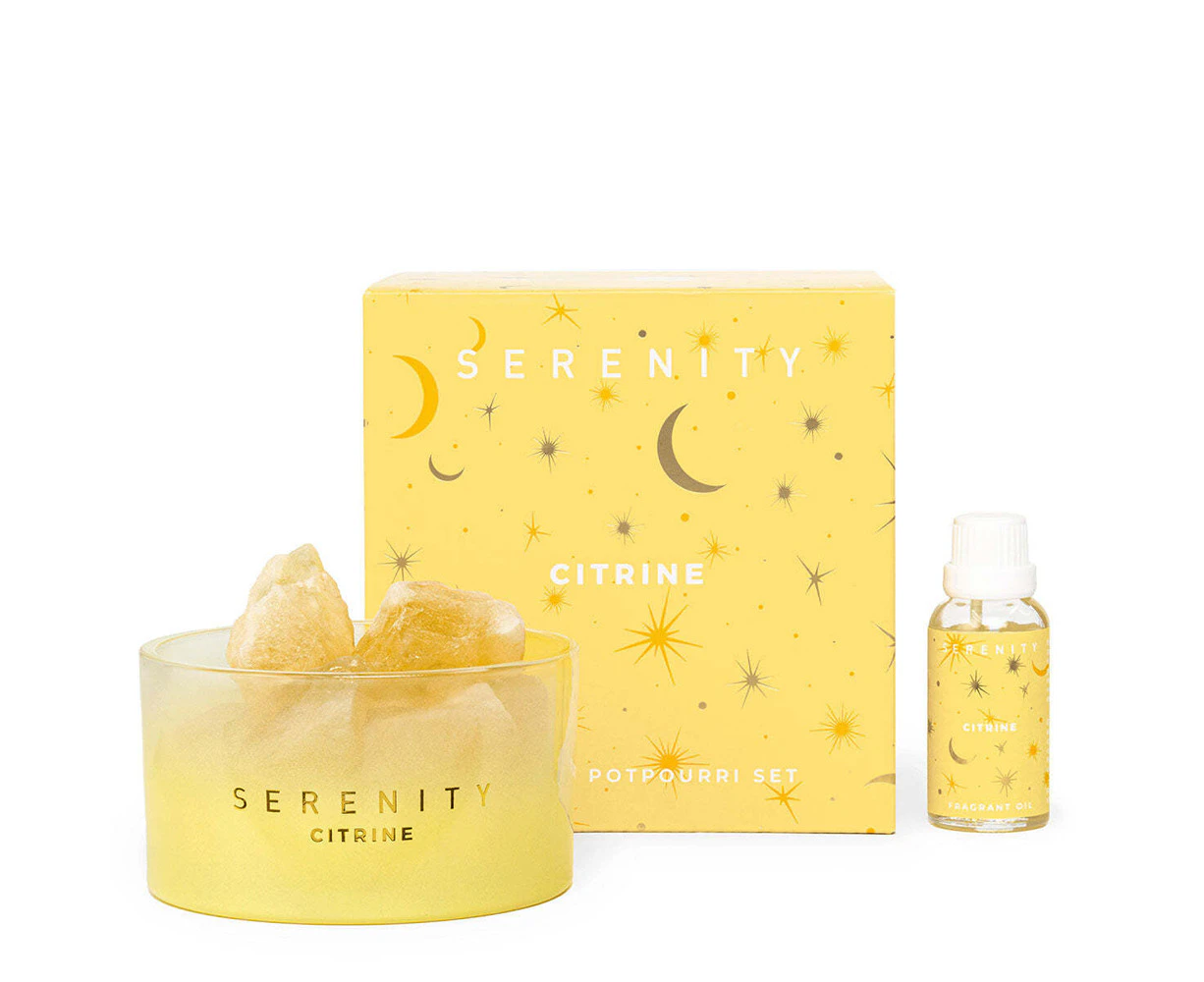 3pc Serenity Crystal 50ml Potpourri & Oil Home Fragrance Set Energise & Citrine