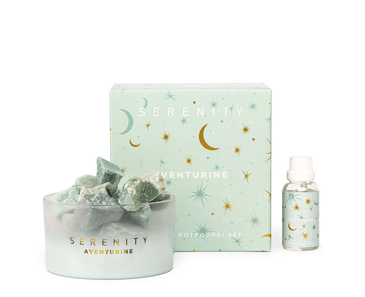 3pc Serenity Crystal 50ml Potpourri & Oil Fragrance Set Abundance & Aventurine