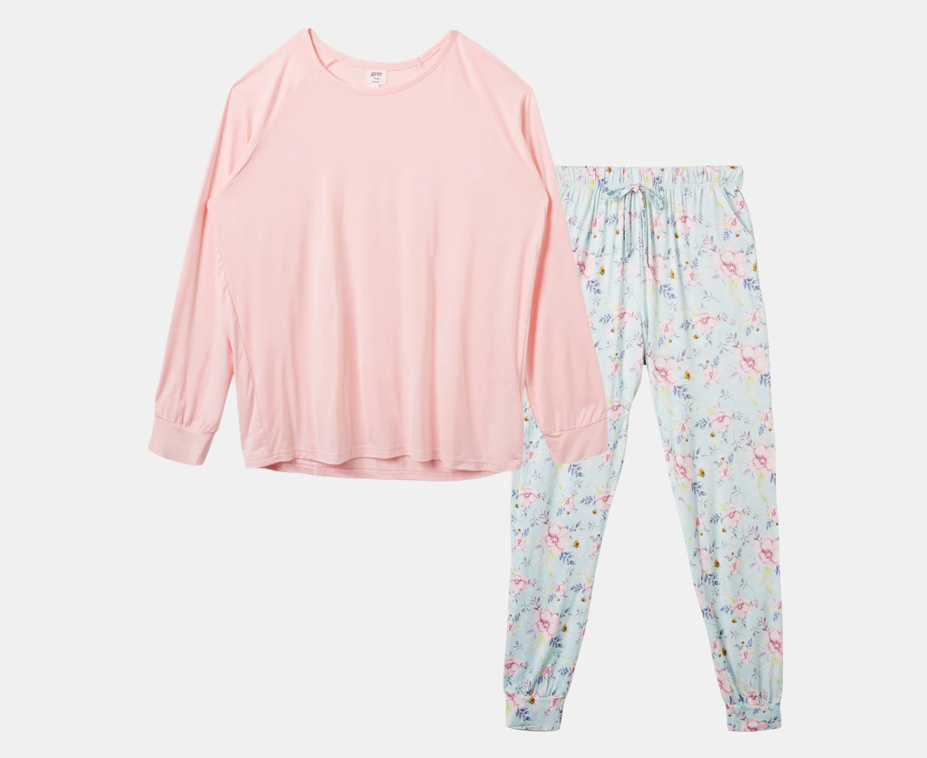 Gem Look Women's Floral Viscose Jersey PJ Set - Pink/Mint