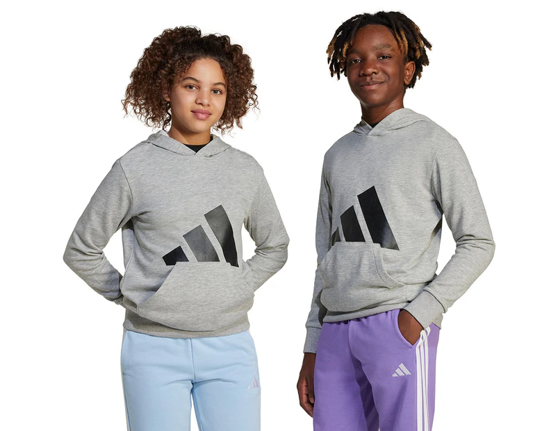 Adidas Youth Hooded Sweatshirt - Medium Grey Heather/Black