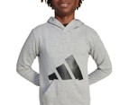 Adidas Youth Hooded Sweatshirt - Medium Grey Heather/Black