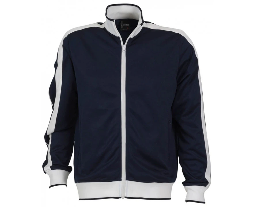 Identitee Mens Varsity Track Top Jacket Tracksuit Warm Winter Jumper Long Sleeve - Navy/White