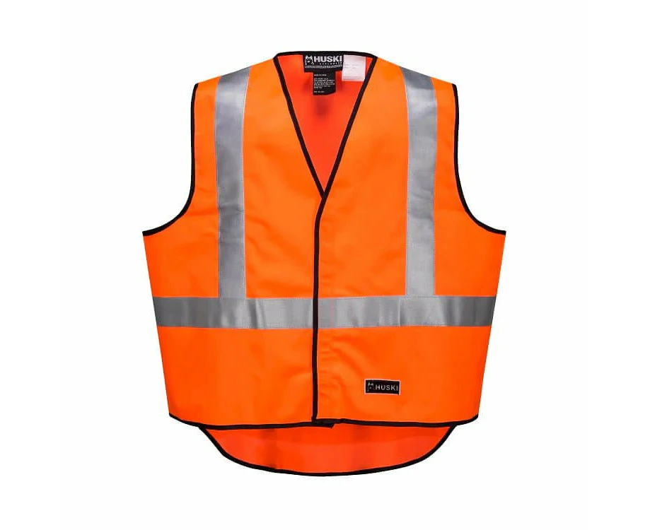 HUSKI Hi Vis Patrol Vest 3M Reflective Tape Safety Workwear High Visibility - Orange - L