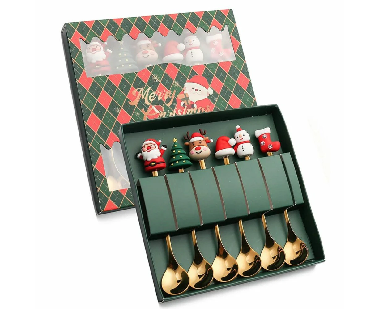 Hansona 6-Piece Festive Stainless Steel Fork and Spoon Set – Elegant Cutlery for Holiday Dining