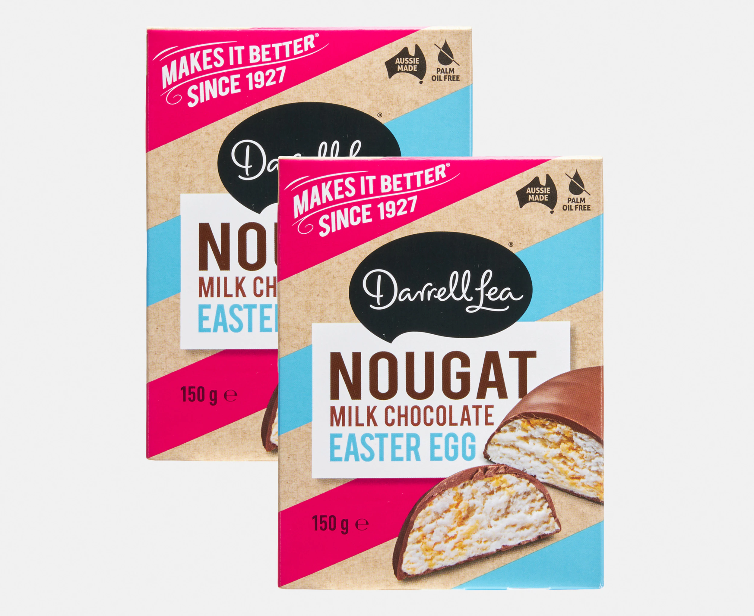 2 x Darrell Lea Nougat Milk Chocolate Easter Egg 150g