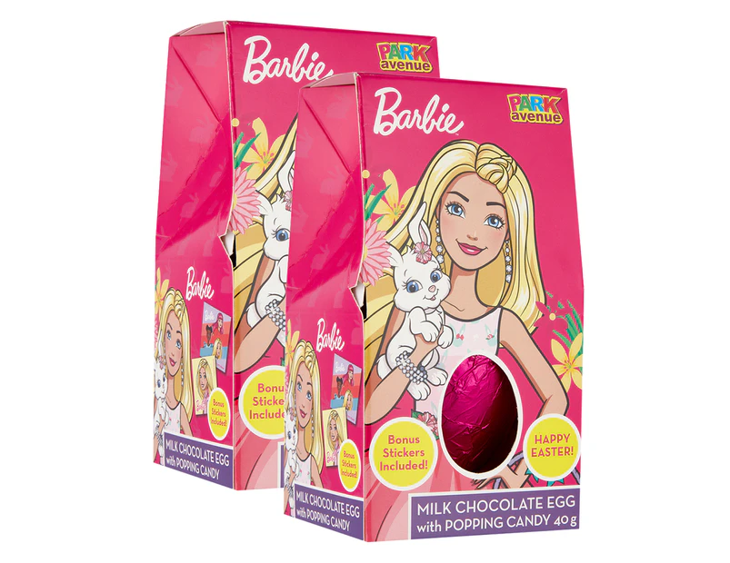 2 x Barbie Milk Chocolate Egg w/ Popping Candy 40g