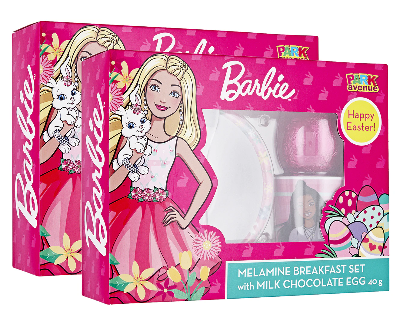 2 x Barbie Dreamtopia Melamine Breakfast Set w/ Milk Chocolate Egg 40g