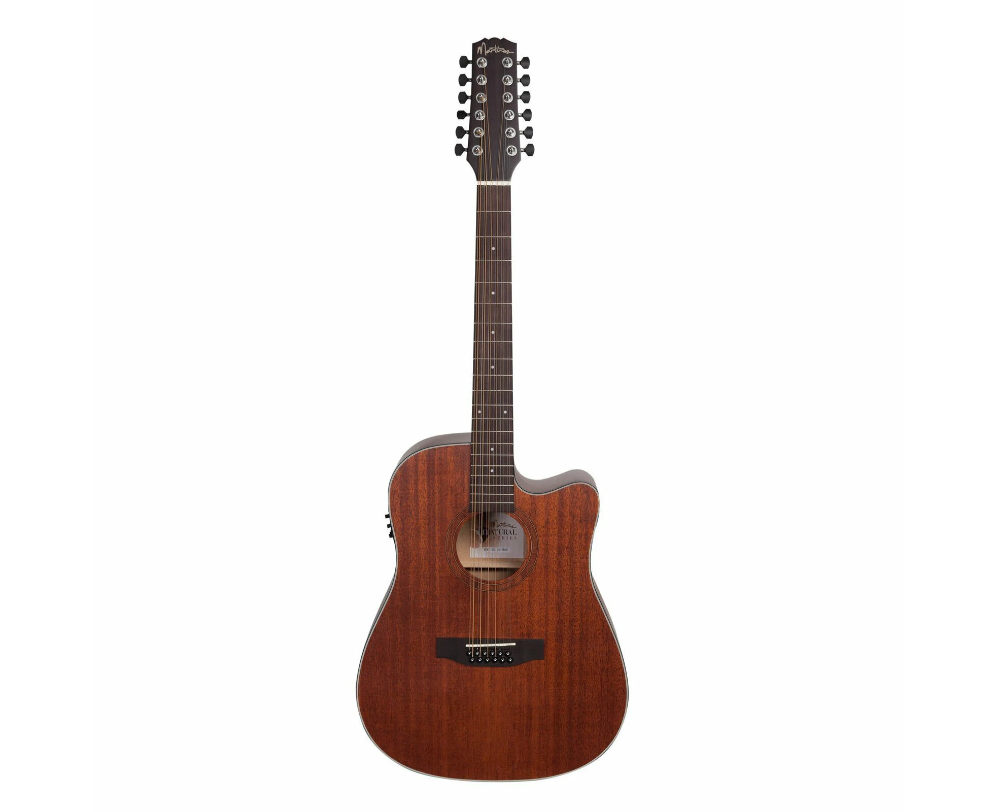 Martinez 'Natural Series' Mahogany Top 12-String Acoustic-Electric Dreadnought Cutaway Guitar (Open Pore)