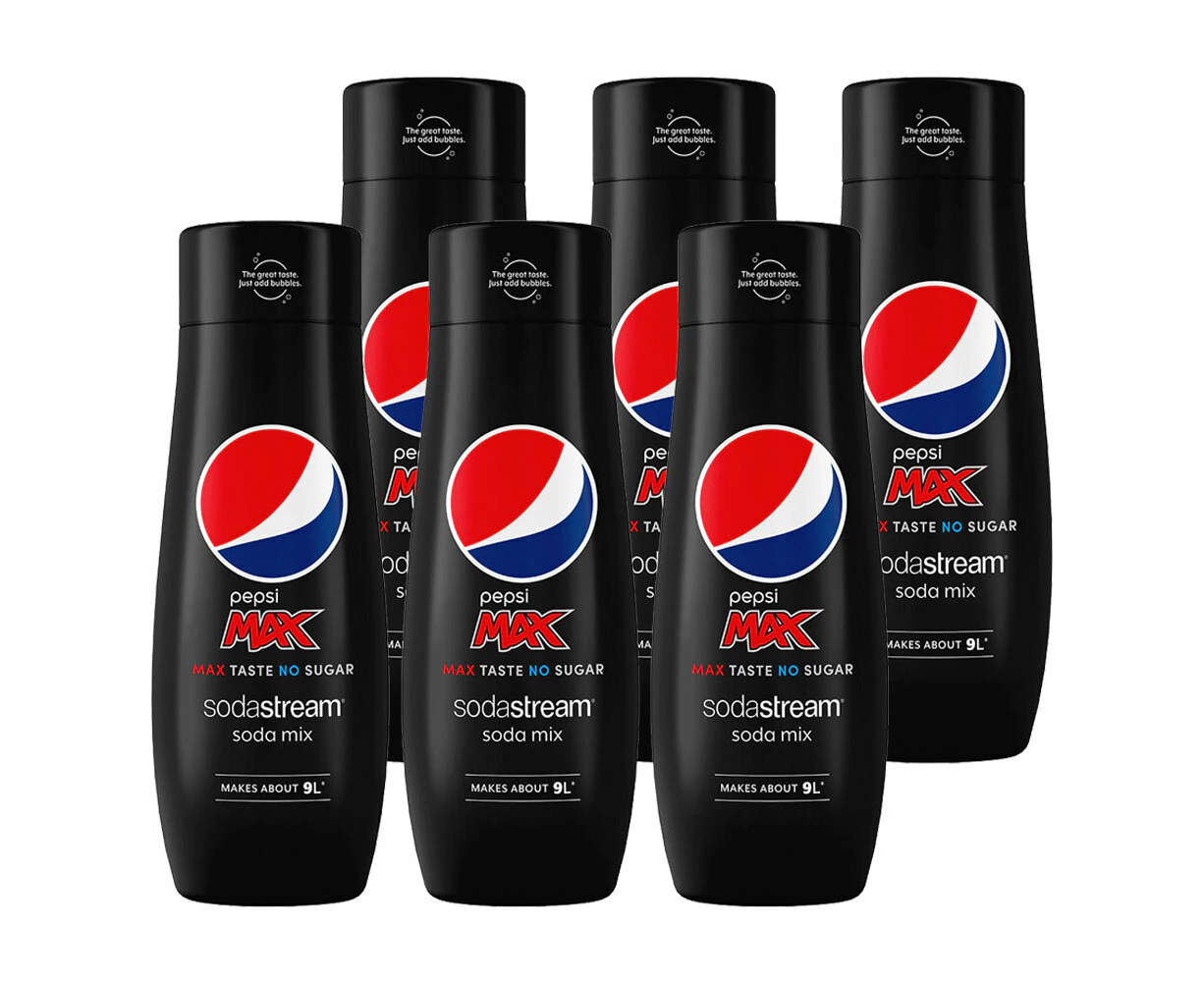 6x Sodastream 440ml Pepsi Max No Sugar Soda/Sparkling Water Syrup/Mix Makes 9L