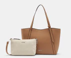 Nine West Ruthie Tote Bag w/ Pouch - Dark Camel