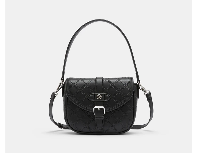 Nine West Briar Top Handle Flap Crossbody Bag - Black/Logo