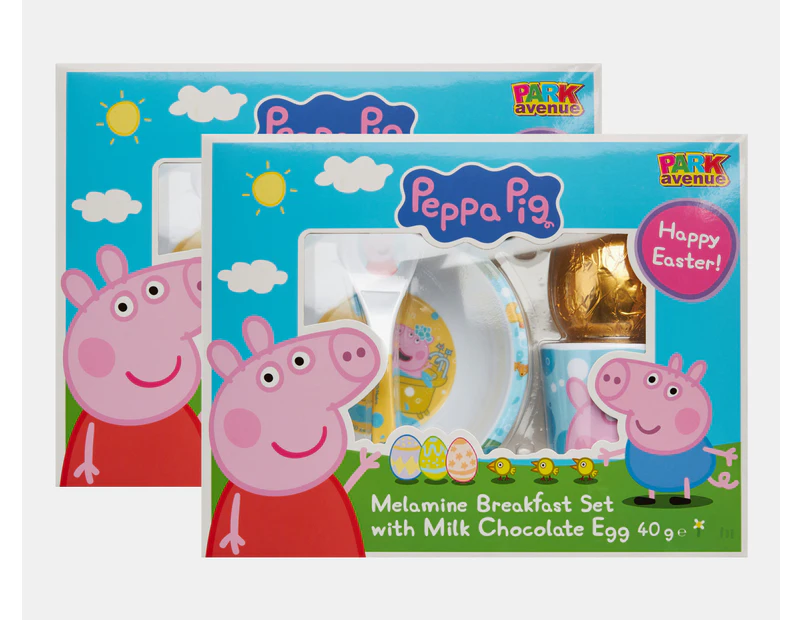 2 x Peppa Pig Melamine Breakfast Set w/ Milk Chocolate Egg 40g